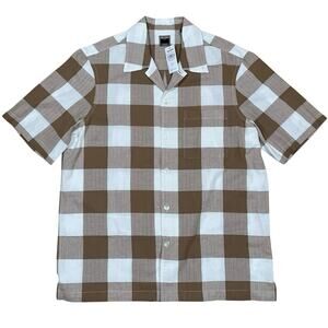 NWT Todd Snyder Oversized Check Relaxed Camp Collar Size Medium Brown New $178